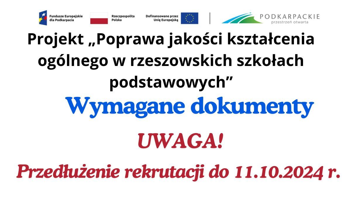 Dokumenty wymagane przy zgłaszaniu udziału dziecka w zajęciach projektowych