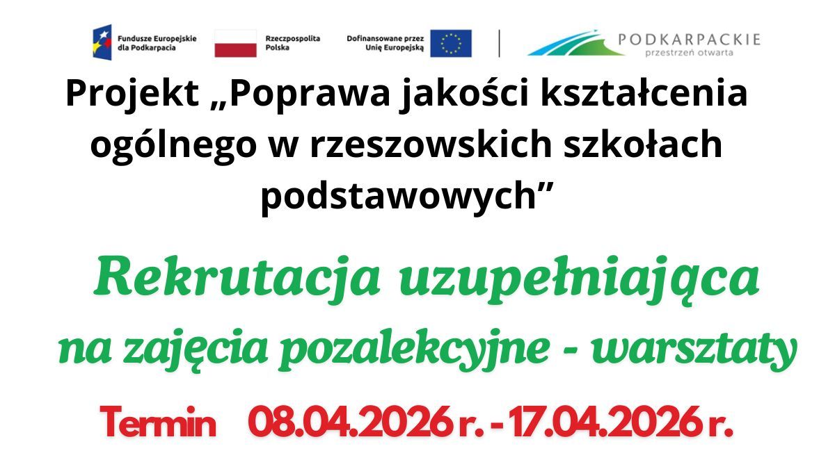 Rekrutacja uzupełniająca na zajęcia pozalekcyjne - warsztaty
