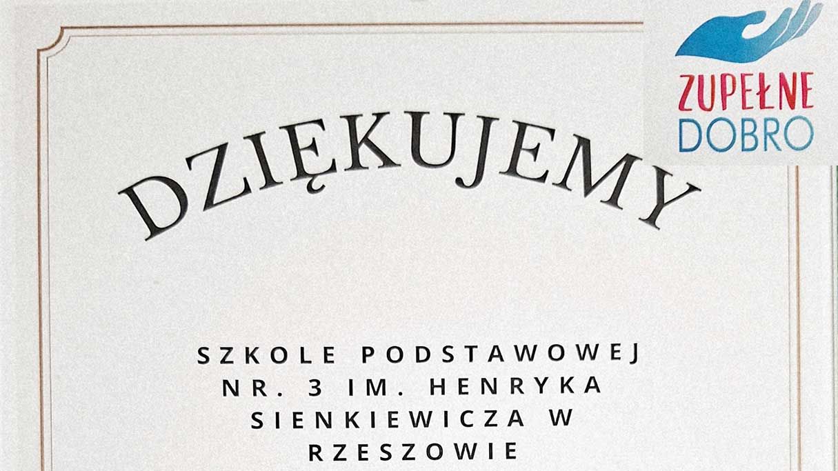 Podziękowanie za udział w akcji charytatywnej